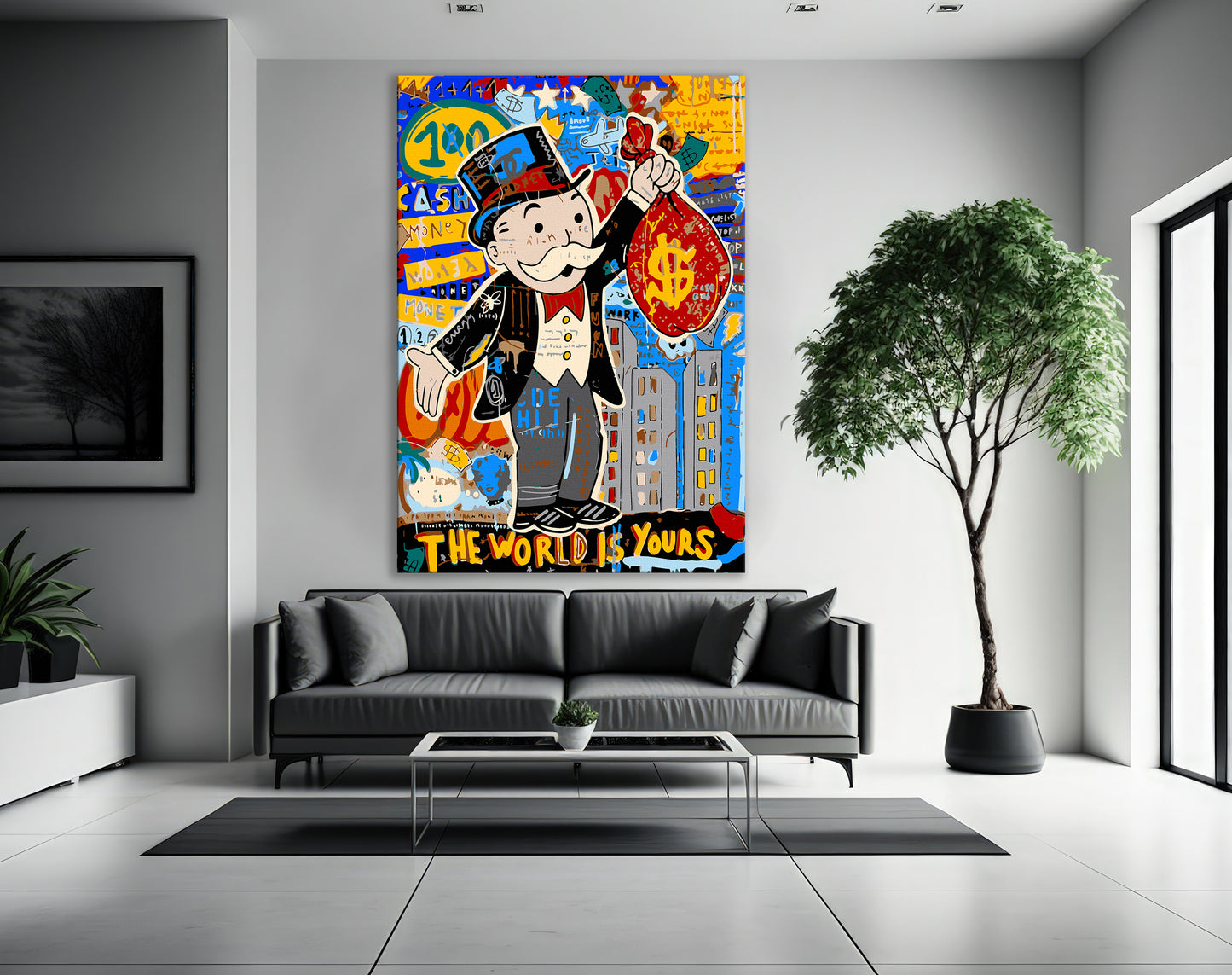 Monopoly Man Fashion Unique Modern Painting Abstract Framed Canvas Wall Art - 82