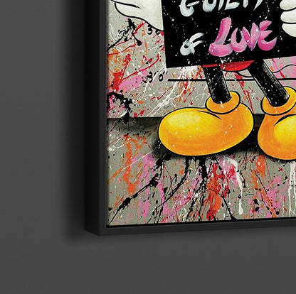 Guilty of Love Mickey and Minnie Mouse Canvas Wall Art, Banksy Style Pop Art - 177