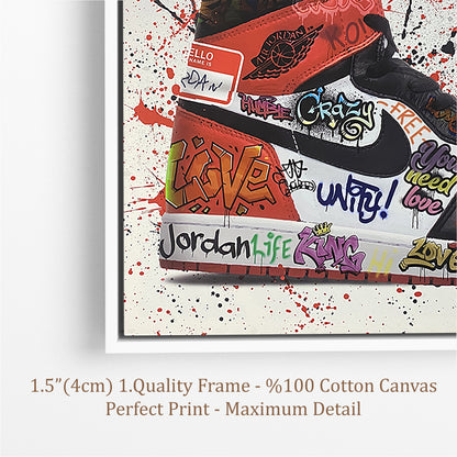 Jordan Graffiti Canvas Wall Art, Air Jordan Canvas Wall Art, Jordan 1 Graffiti Canvas, Modern Graffiti Canvas - 183