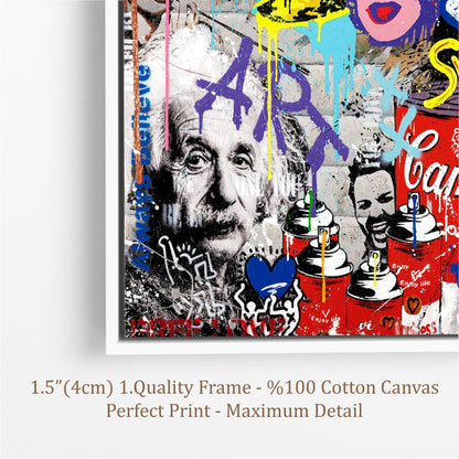 Einstein Banana Pop Art Canvas Wall Art, Einstein Graffiti Pop Art - 245