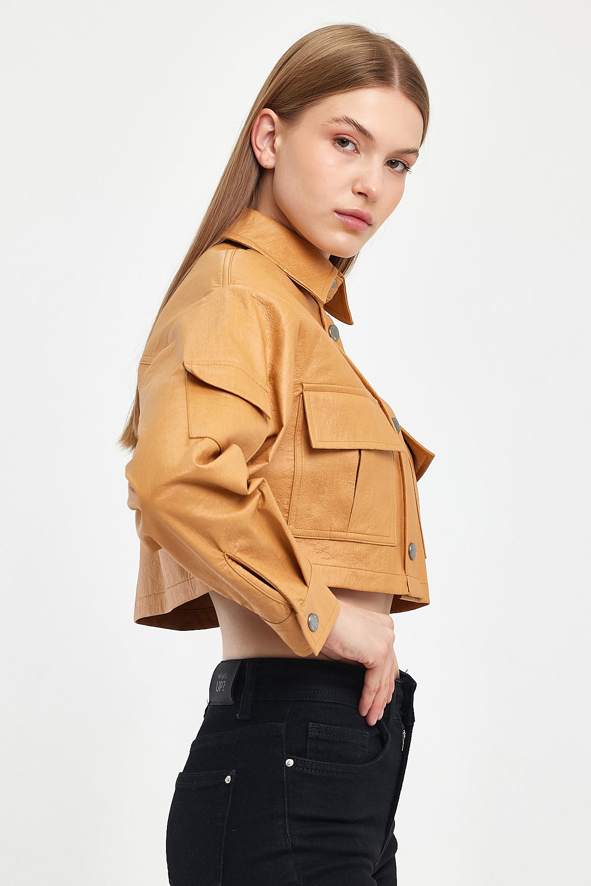 INVOGUE Vegan Leather Crop Women's Jacket