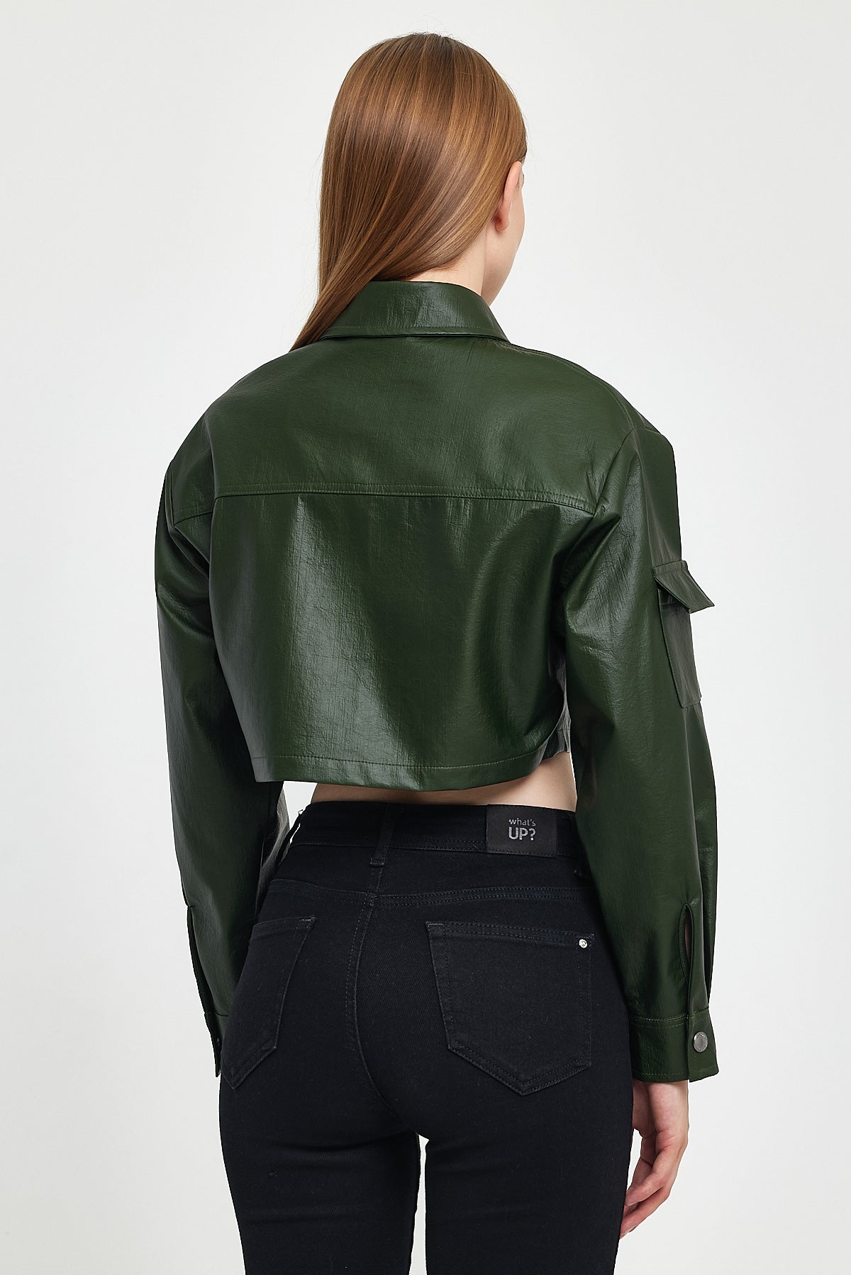 INVOGUE Vegan Leather Crop Women's Jacket