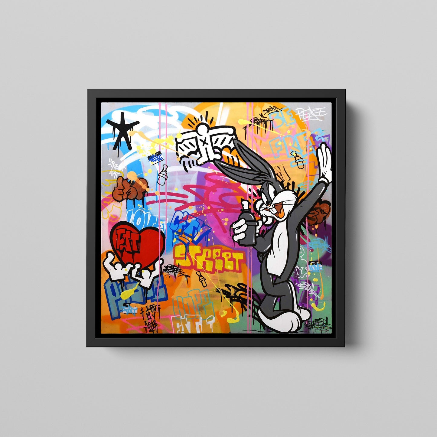 Banksy Square Bugs Bunny Graffiti Pop Art Canvas, Banksy Cartoon Bugs Bunny Pop Art - 90