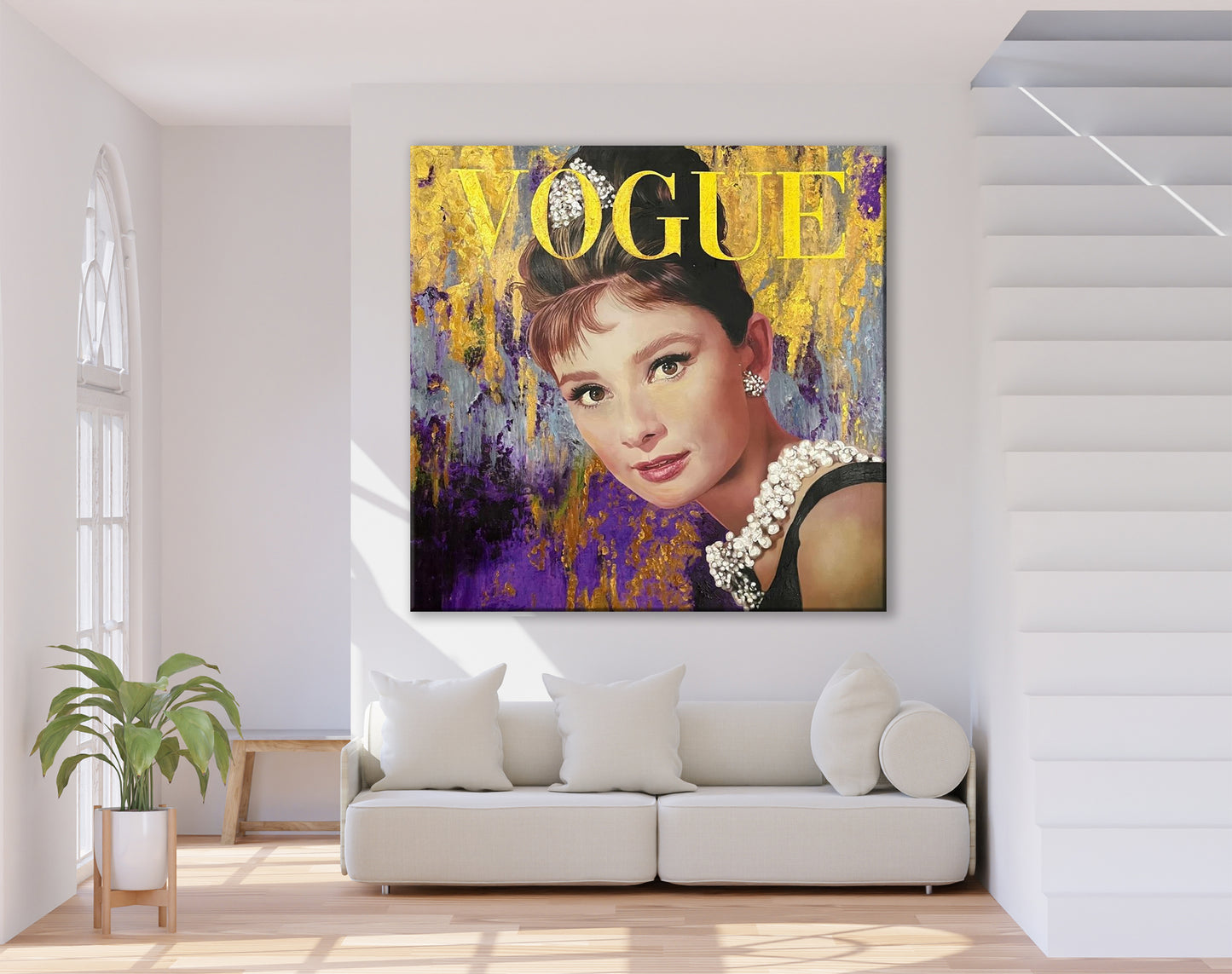 Audrey Hepburn - Vogue Pop Art Canvas Wall Art, Lips Graffiti Pop Art - 285