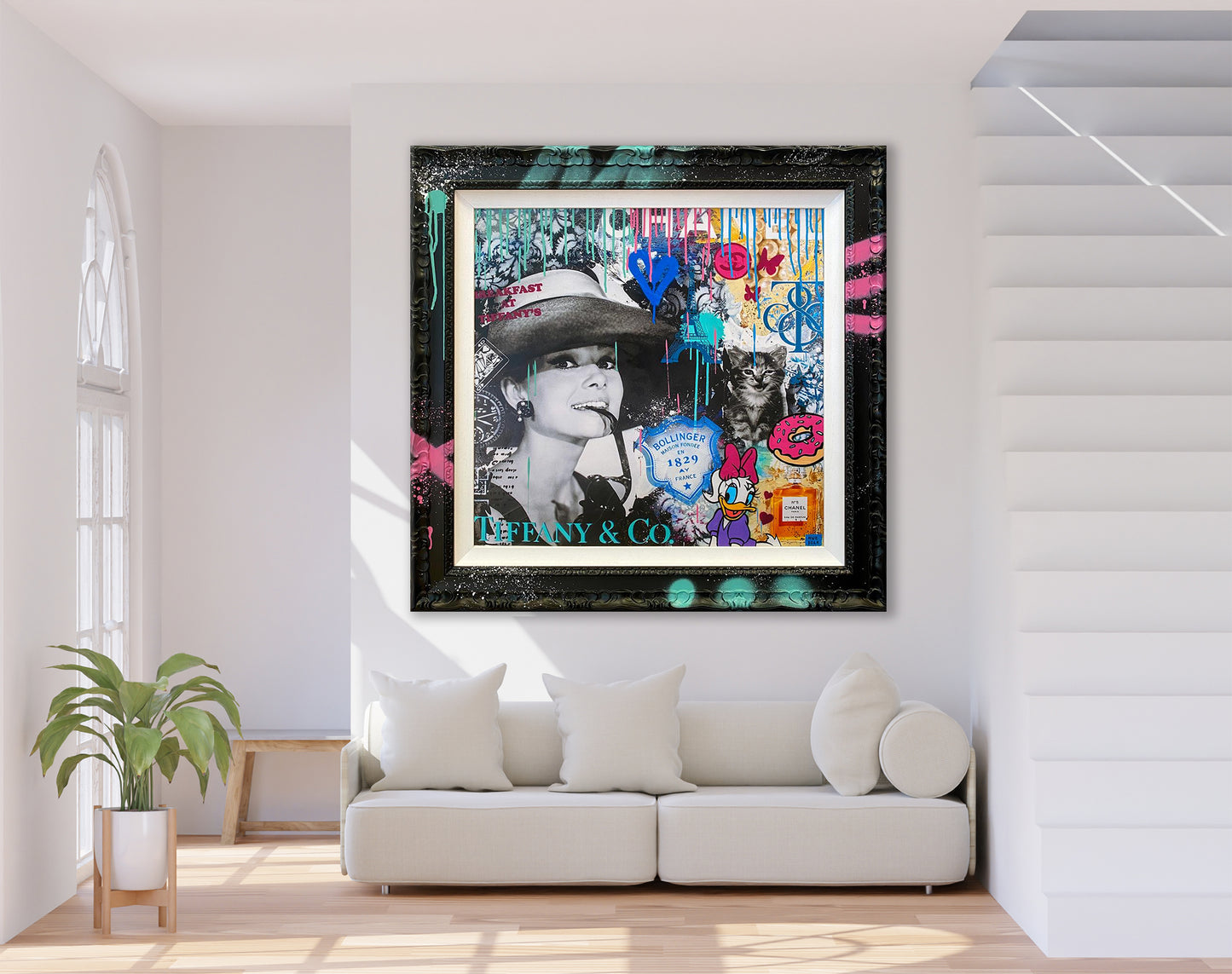 Square - Breakfast At Tiffany's II Pop Art Canvas Wall Art, Graffiti Pop Art - 300