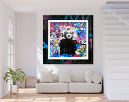 Blonde Bombshell Marilyn Monroe Pop Art Canvas Wall Art, Graffiti Art - 289