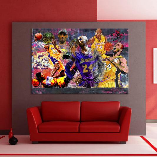 Banksy Style Kobe Bryant Graffiti Canvas Pop Art, Champ Kobe Bryant - 188