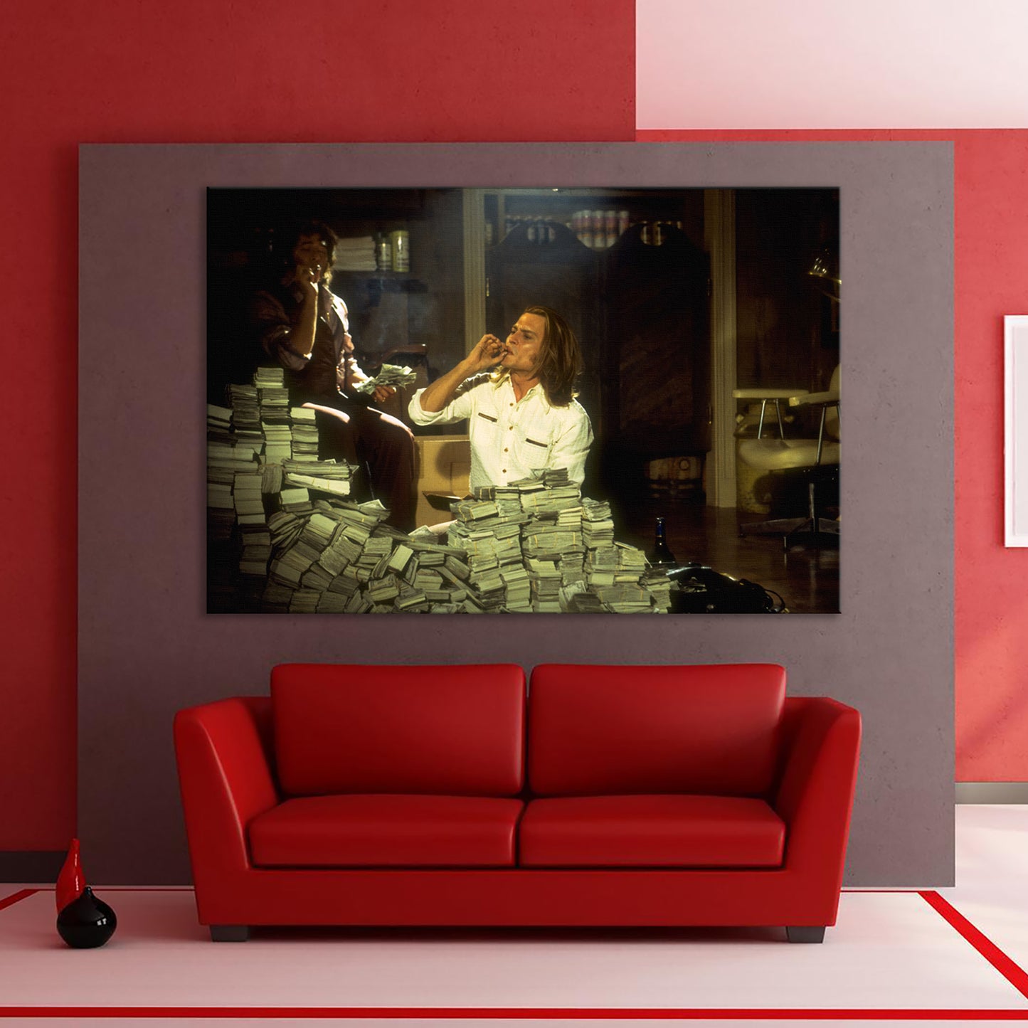 Blow Money Johnny Depp Canvas Wall Art, Blow Piles Of Cash Movie Poster PPL10