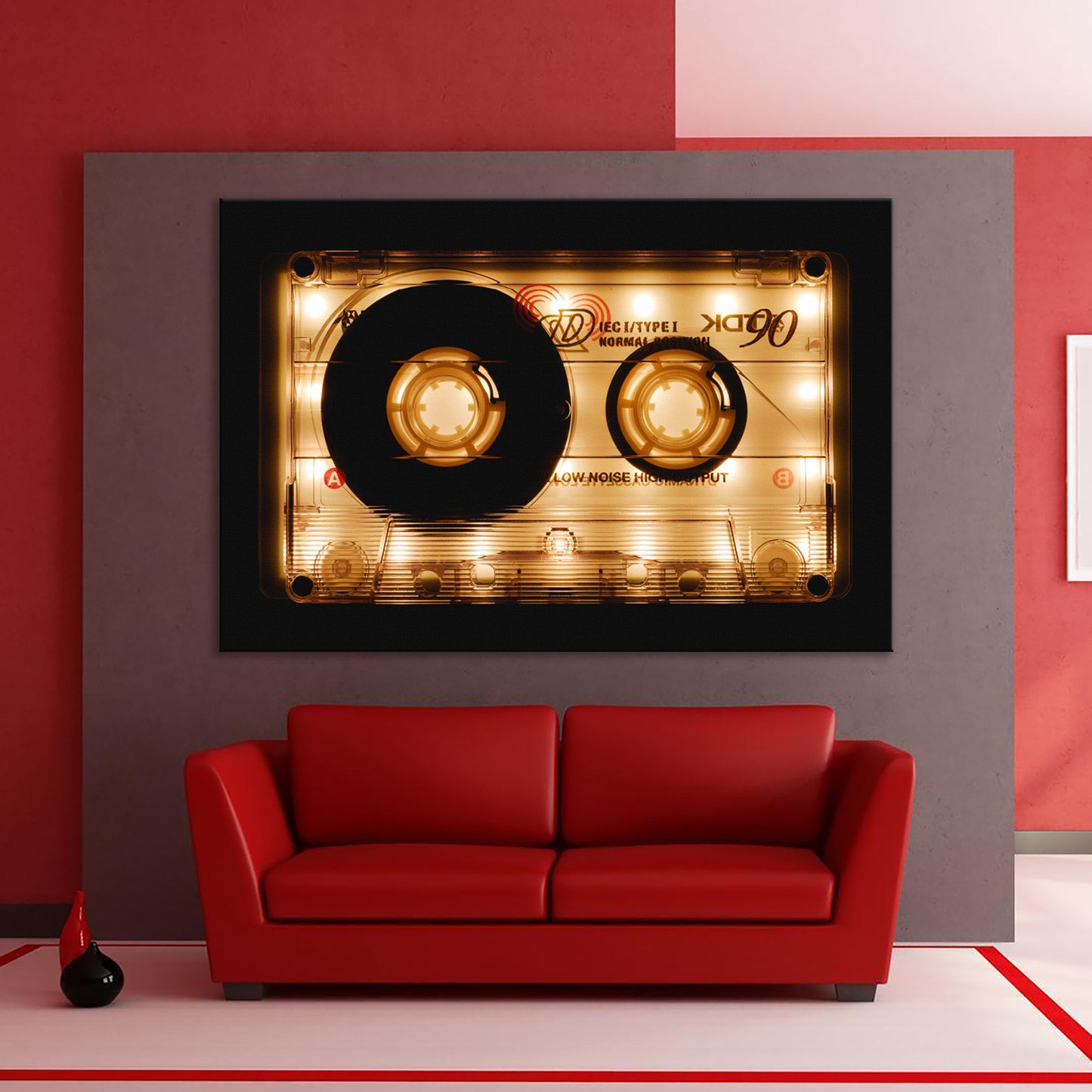 Shining Audio Cassette Canvas Wall Art , Retro Music Wall Art, Audio Cassette - PPL-107