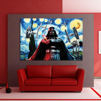 Starry Night Darth Vader Oil Painting Canvas Print, Star Wars Pop Art, Abstract Darth Vader Wall Art, Darth Vader Gift - 182