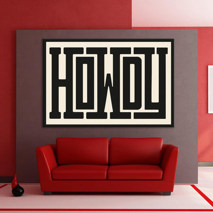 Howdy Typography Canvas Art Print, Western Decor, Southwestern Wall Art