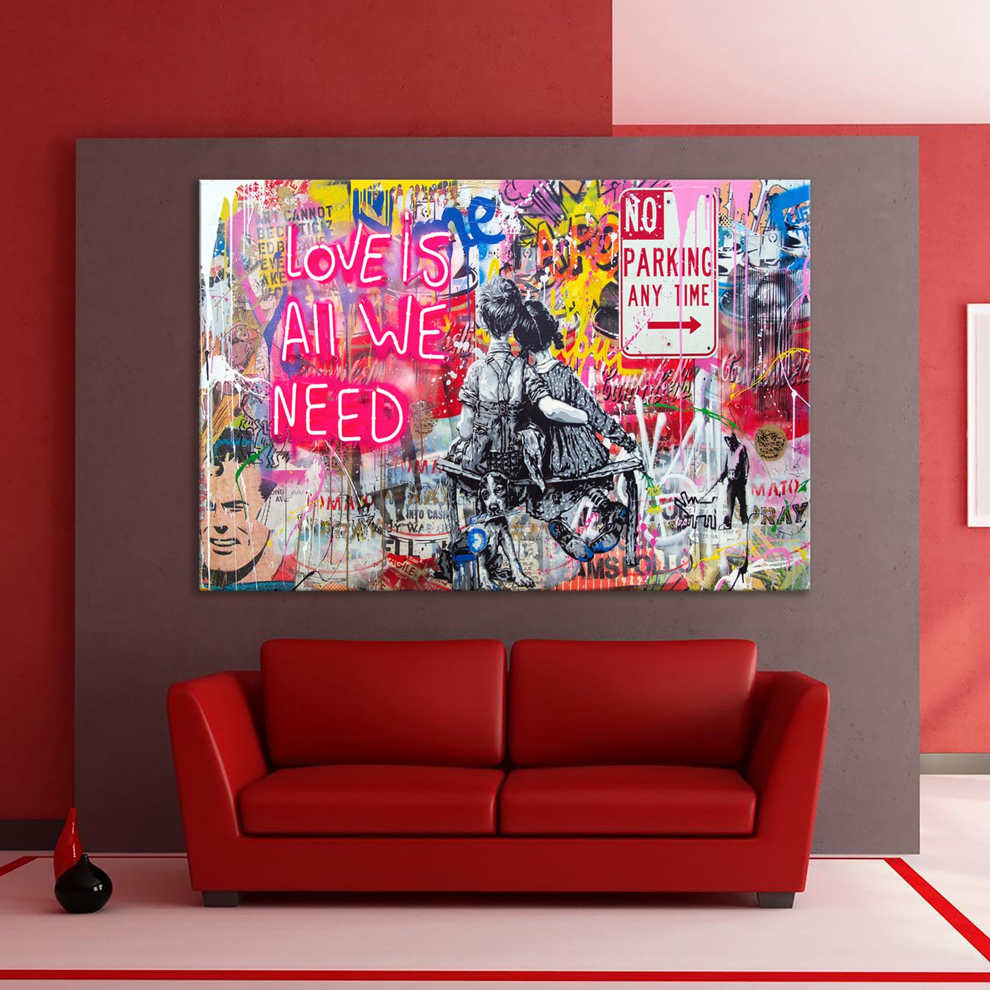 Banksy Love Is All We Need Canvas Wall Art, Banksy Canvas, Banksy Pop Art Wall Art Graffiti Wall Art Street Art Print Banksy Love Print - 71