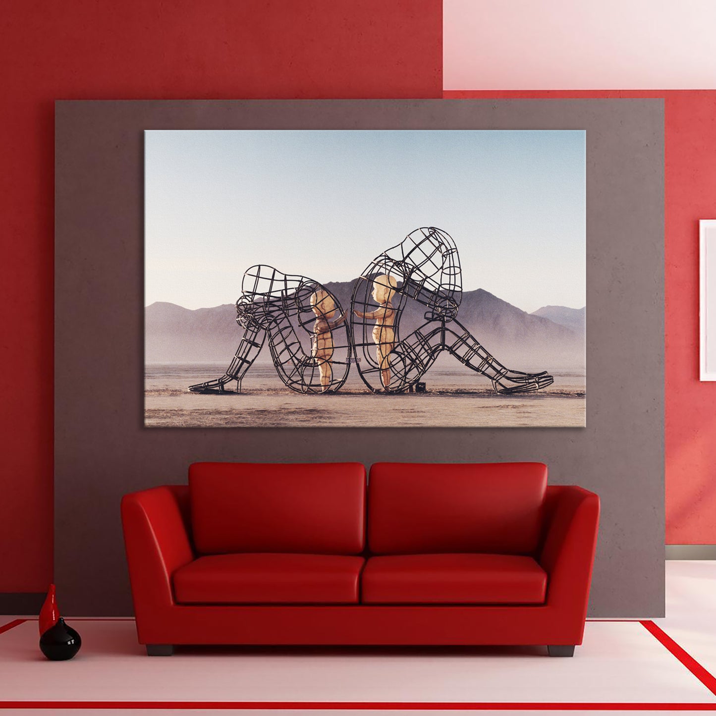 Alexander Milov Two People Turning Their Backs On Each Other At Burning Man Framed Canvas Wall Art -PPL03