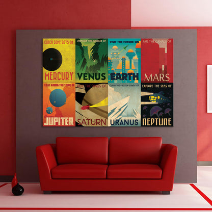 NASA Canvas Space Travel Style Retro Vintage Canvas Print PPL-105