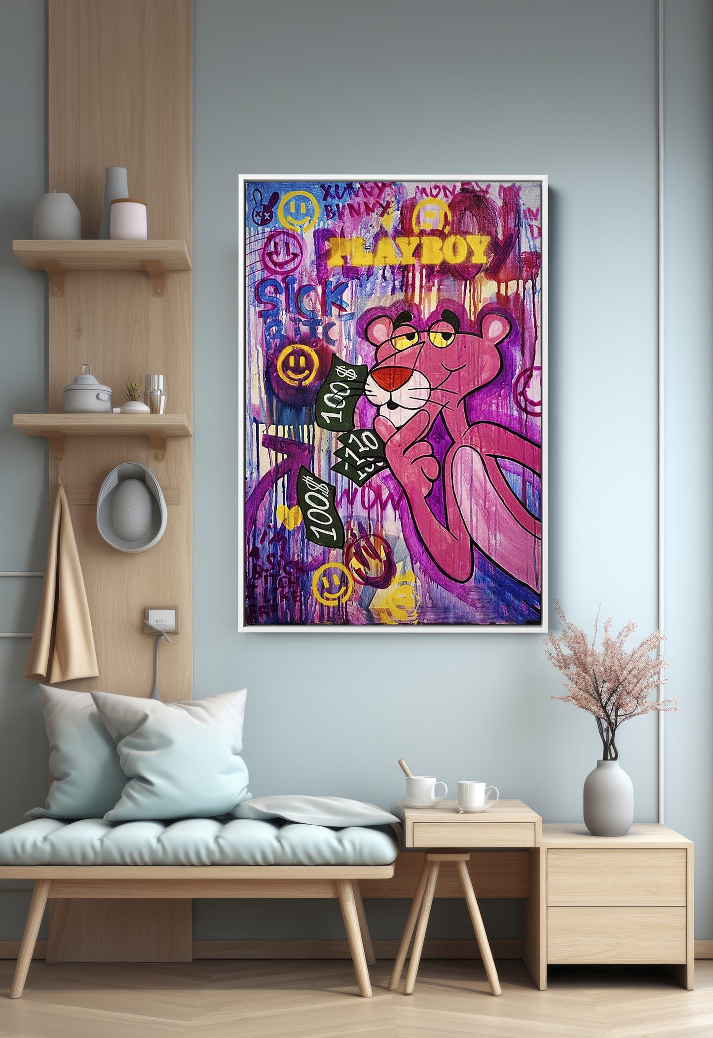 Baksy Playboy Pink Panther Canvas - Pop Art Graffiti Pink Panther - 229