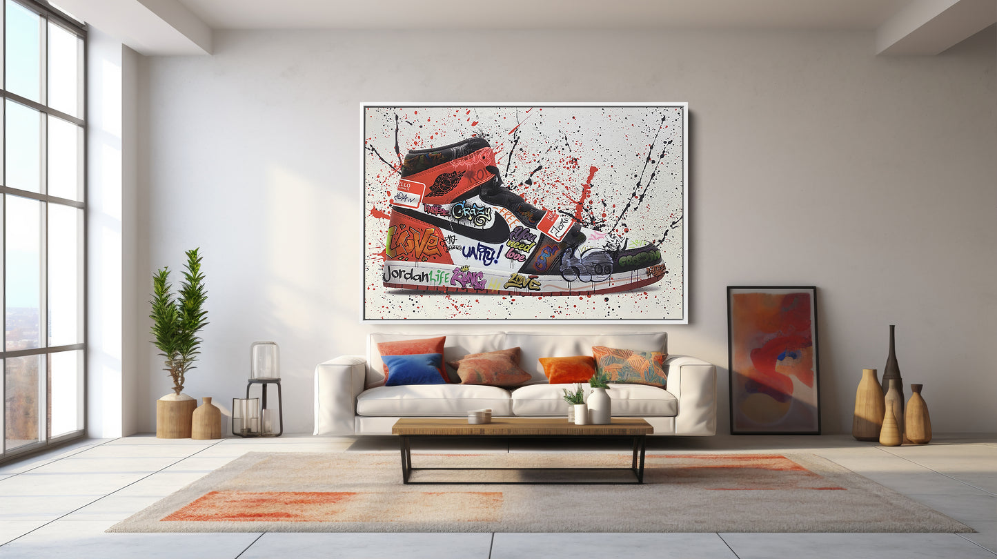 Jordan Graffiti Canvas Wall Art, Air Jordan Canvas Wall Art, Jordan 1 Graffiti Canvas, Modern Graffiti Canvas - 183