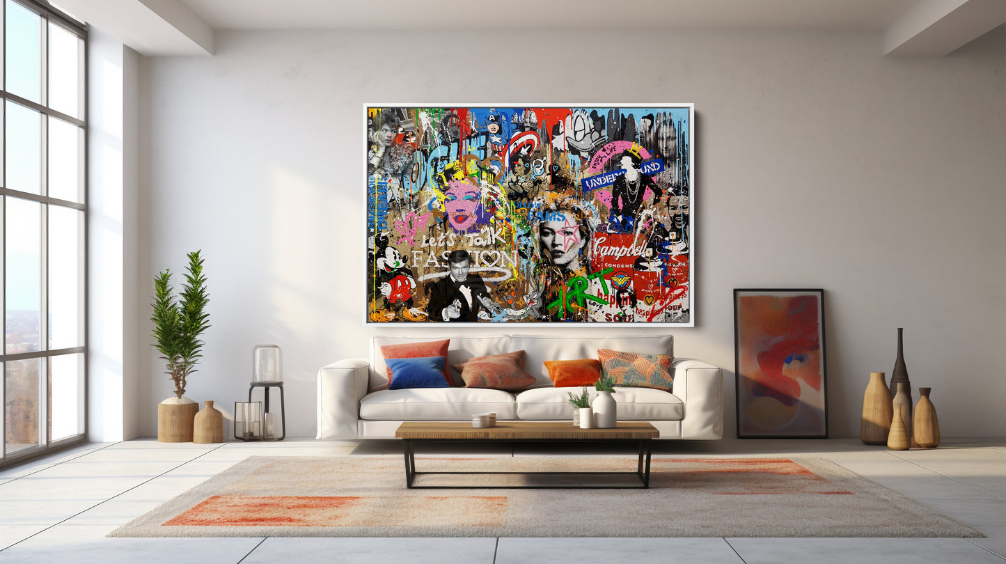 Lets Talk Fashion Pop Art Multi Character Graffiti Pop Art Canvas Wall Art - 266