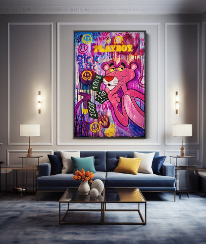 Baksy Playboy Pink Panther Canvas - Pop Art Graffiti Pink Panther - 229