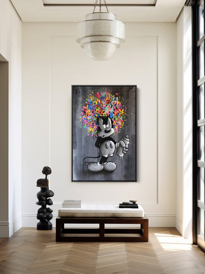 Mickey Mouse Abstract Pop Art Canvas Print, Luxury Painting Fashion Prints - 104