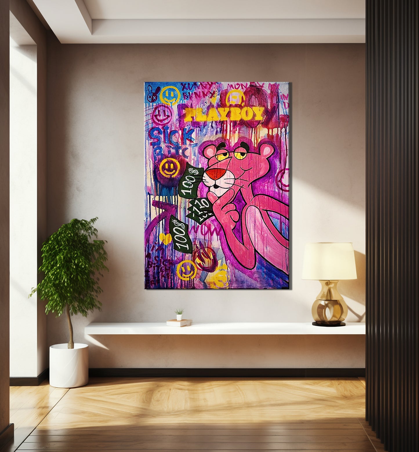 Baksy Playboy Pink Panther Canvas - Pop Art Graffiti Pink Panther - 229