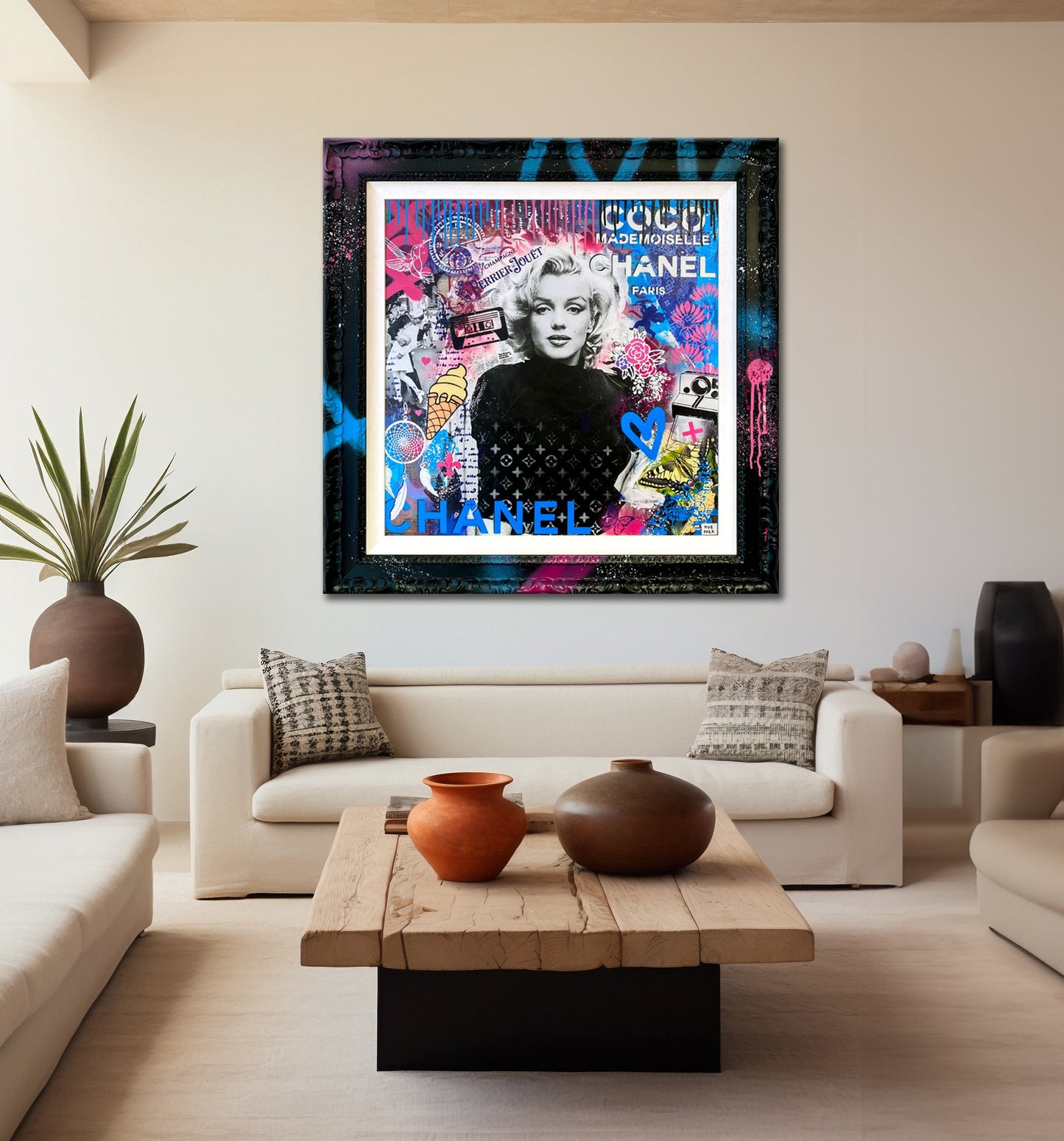 Blonde Bombshell Marilyn Monroe Pop Art Canvas Wall Art, Graffiti Art - 289