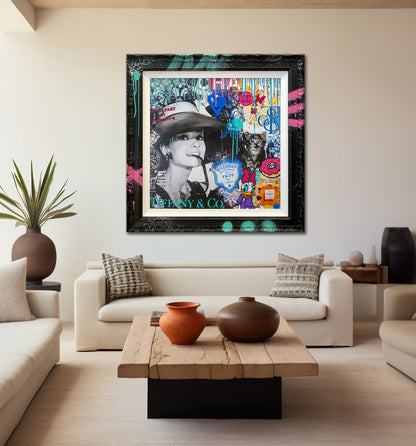 Square - Breakfast At Tiffany's II Pop Art Canvas Wall Art, Graffiti Pop Art - 300