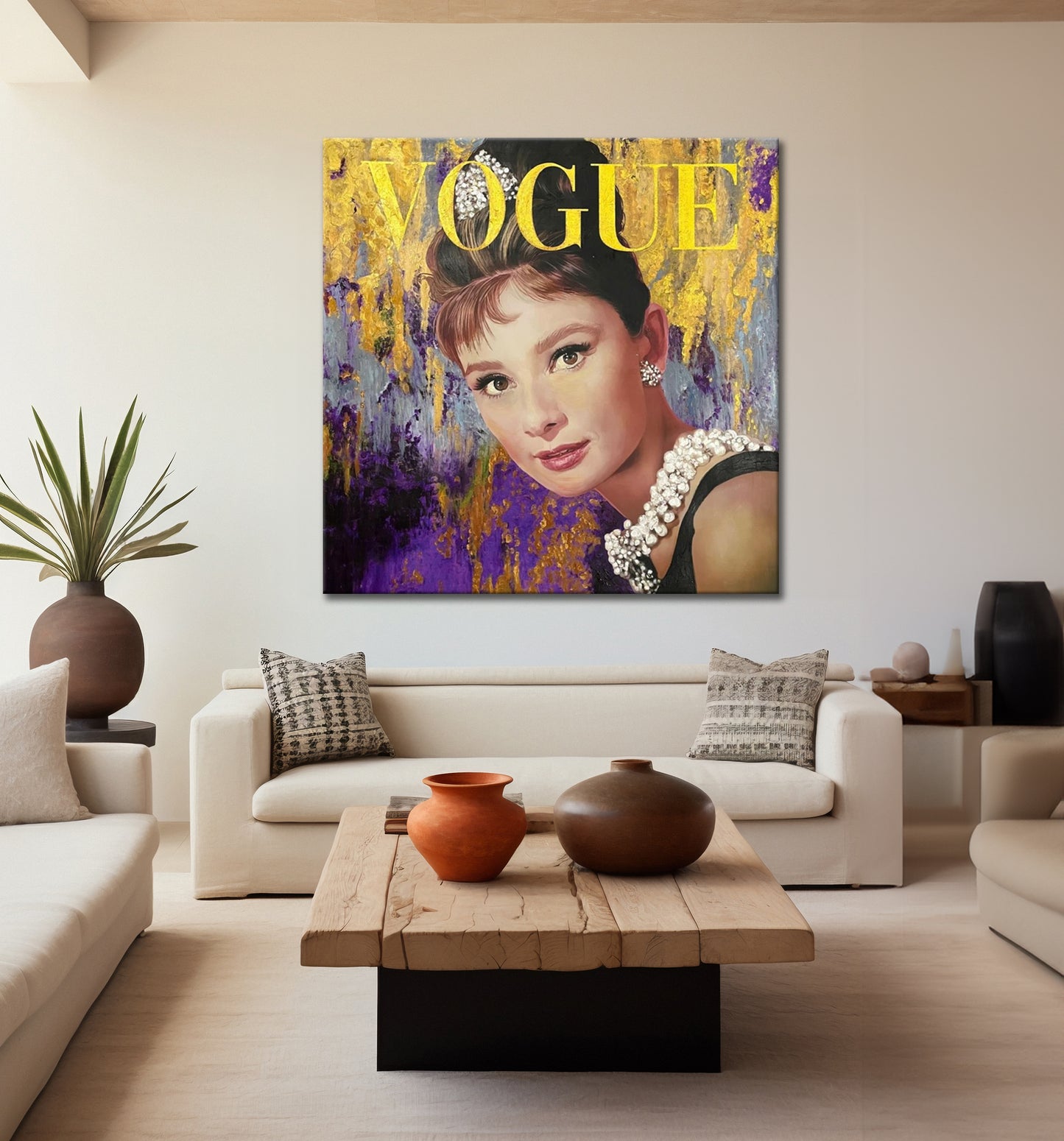 Audrey Hepburn - Vogue Pop Art Canvas Wall Art, Lips Graffiti Pop Art - 285