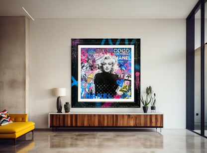 Blonde Bombshell Marilyn Monroe Pop Art Canvas Wall Art, Graffiti Art - 289