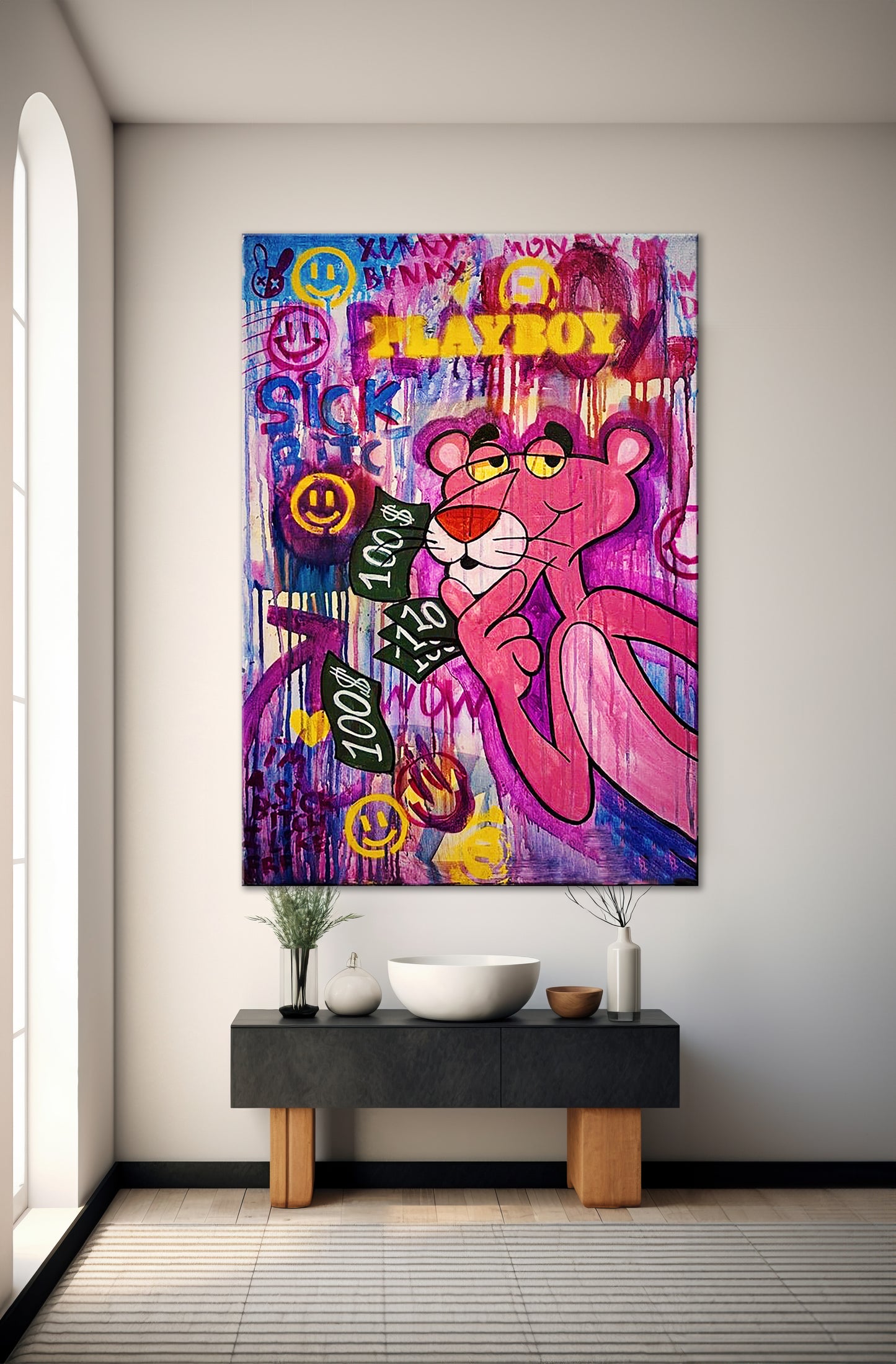 Baksy Playboy Pink Panther Canvas - Pop Art Graffiti Pink Panther - 229