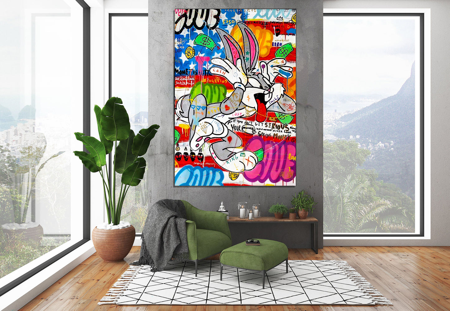 Bugs Bunny Banksy Pop Art Oil Painting - Bugs Bunny Graffiti Wall Art Pop 018