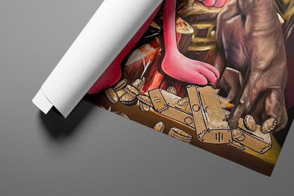 Big Boss Pink Panther Graffiti Pop Art Canvas Wall Art, Banksy Graffiti Pop Art - 336