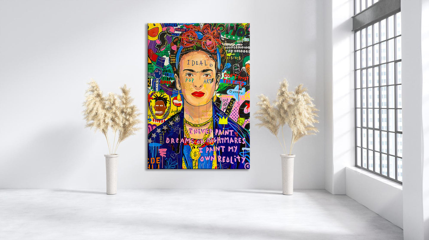 Banksy Frida Pop Art Canvas Print - Frida Kahlo Pop Art Graffiti Wall Art, Pop Art Graffiti Home Decor, Pop Art Room Decor - 22