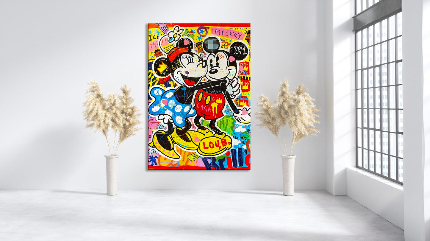 Banksy Mickey and minnie Mouse Pop Art Canvas Print - Mickey Mouse Pop Art Graffiti Wall Art, Pop Art Graffiti Home Decor, Pop Art Decor - 25