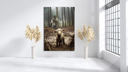 Jesus and Lamb No Words, Faith Canvas Prints, Jesus Canvas Art - PPL130