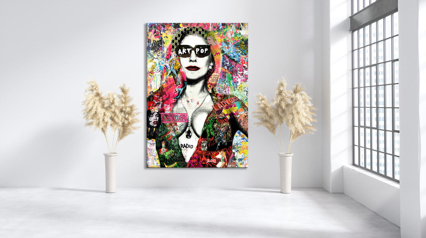 Banksy Lady GAGA Graffiti Pop Art Canvas, Banksy Style Pop Art - 167