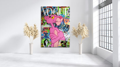 Banksy Pink Panther Graffiti Pop Art Canvas, Banksy  Style Pop Art, Pink Panther Pop Art , Street Graffiti Wall Art, Pink Panther Poster - 46