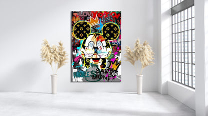 New Banksy Graffiti Funny Mickey Mouse Middle Finger Canvas Wall Art - 278