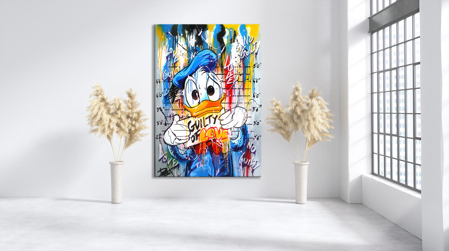 Banksy Guilty Donald Duck Graffiti Pop Art Canvas, Banksy Style Pop Art, Donald Duck Pop Art , Street Graffiti Wall Art, Donald Duck Gift - 65