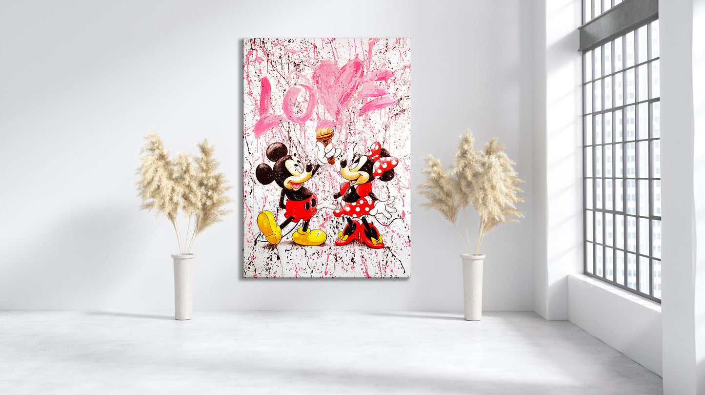 Abstract Love Mickey and Minne Mouse Pop art Canvas, Mickey Mouse Street Graffiti Art - 170