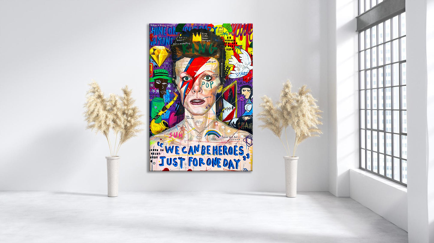 Banksy David Bowie Graffiti Pop Art Canvas, Banksy  Style Pop Art, David Bowie Pop Art , Street Graffiti Wall Art, David Bowie Poster - 43