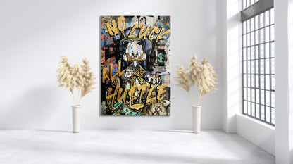 McDuck NO Luck All Hustle Pop Art Canvas Print, Scrooge McDuck Graffiti Art - 364