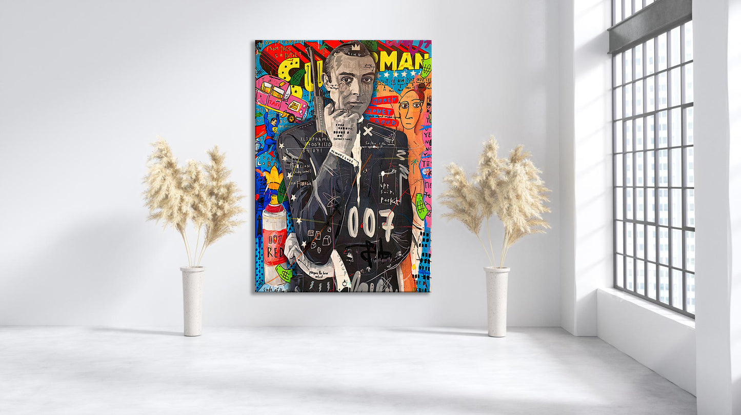 Banksy James Bond Graffiti Pop Art Canvas, Banksy Style Pop Art, Sean Connery Pop Art - 85