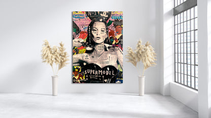 Banksy Kate Moss Graffiti Pop Art Canvas, Banksy Style Pop Art, Kate Moss Pop Art - 86