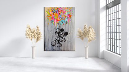 Abstract Mickey Balloon Mouse Canvas Wall Decor, Banksy Poster, Mickey Mouse Art - 81