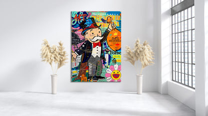 Monopoly Man The World is Your Fashion Unique Modern Painting Abstract Framed Canvas Wall Art - 83