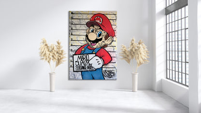 Banksy Guilty  Mario Graffiti Pop Art Canvas, Banksy Style Pop Art,  Super Mario Pop Art , Street Graffiti Wall Art, Mario Gift - 66