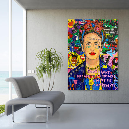 Banksy Frida Pop Art Canvas Print - Frida Kahlo Pop Art Graffiti Wall Art, Pop Art Graffiti Home Decor, Pop Art Room Decor - 22