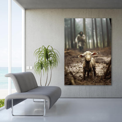 Jesus and Lamb No Words, Faith Canvas Prints, Jesus Canvas Art - PPL130