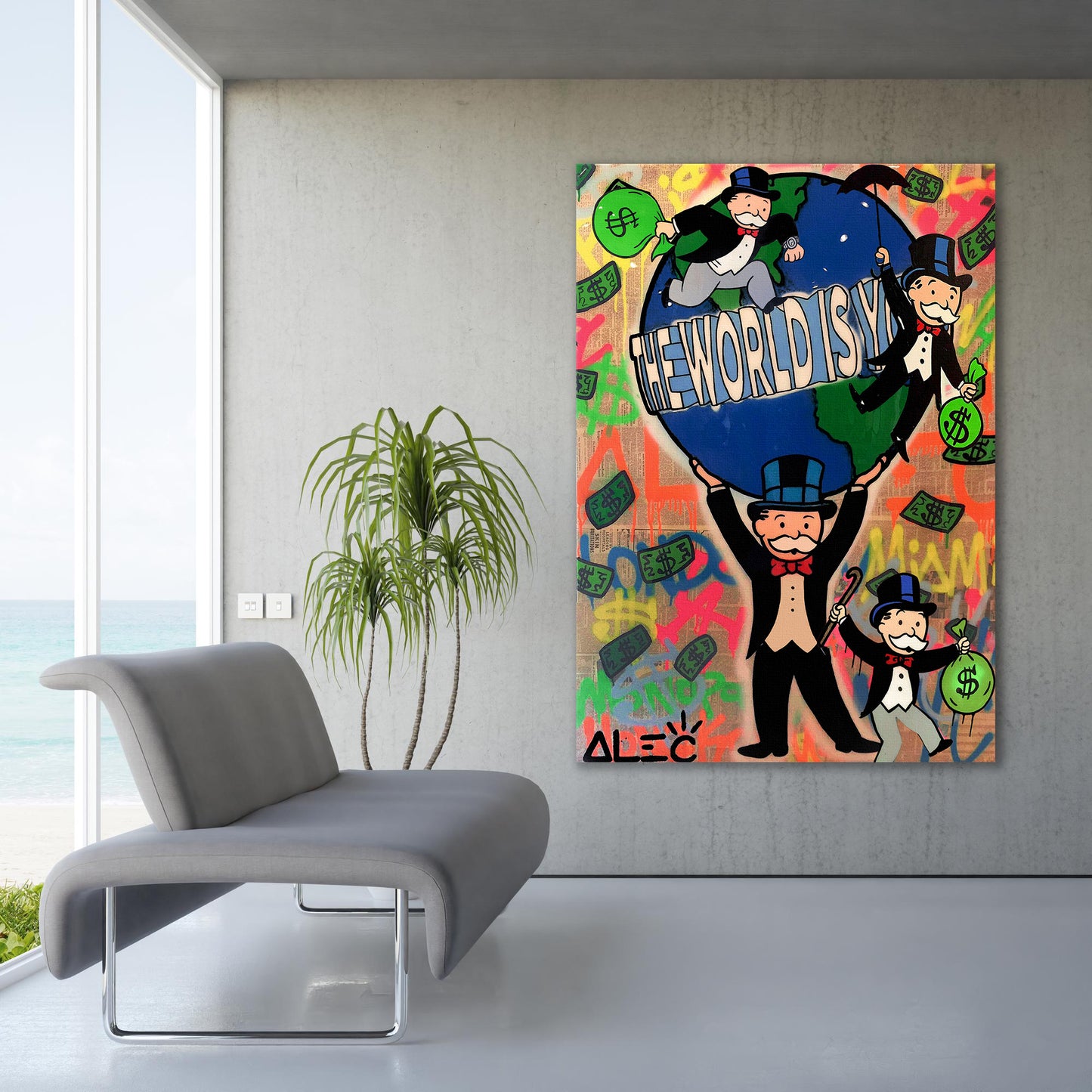 Monopoly & quot The World Is Yours Street Graffiti Pop Art Canvas Wall Art - 164