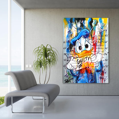 Banksy Guilty Donald Duck Graffiti Pop Art Canvas, Banksy Style Pop Art, Donald Duck Pop Art , Street Graffiti Wall Art, Donald Duck Gift - 65